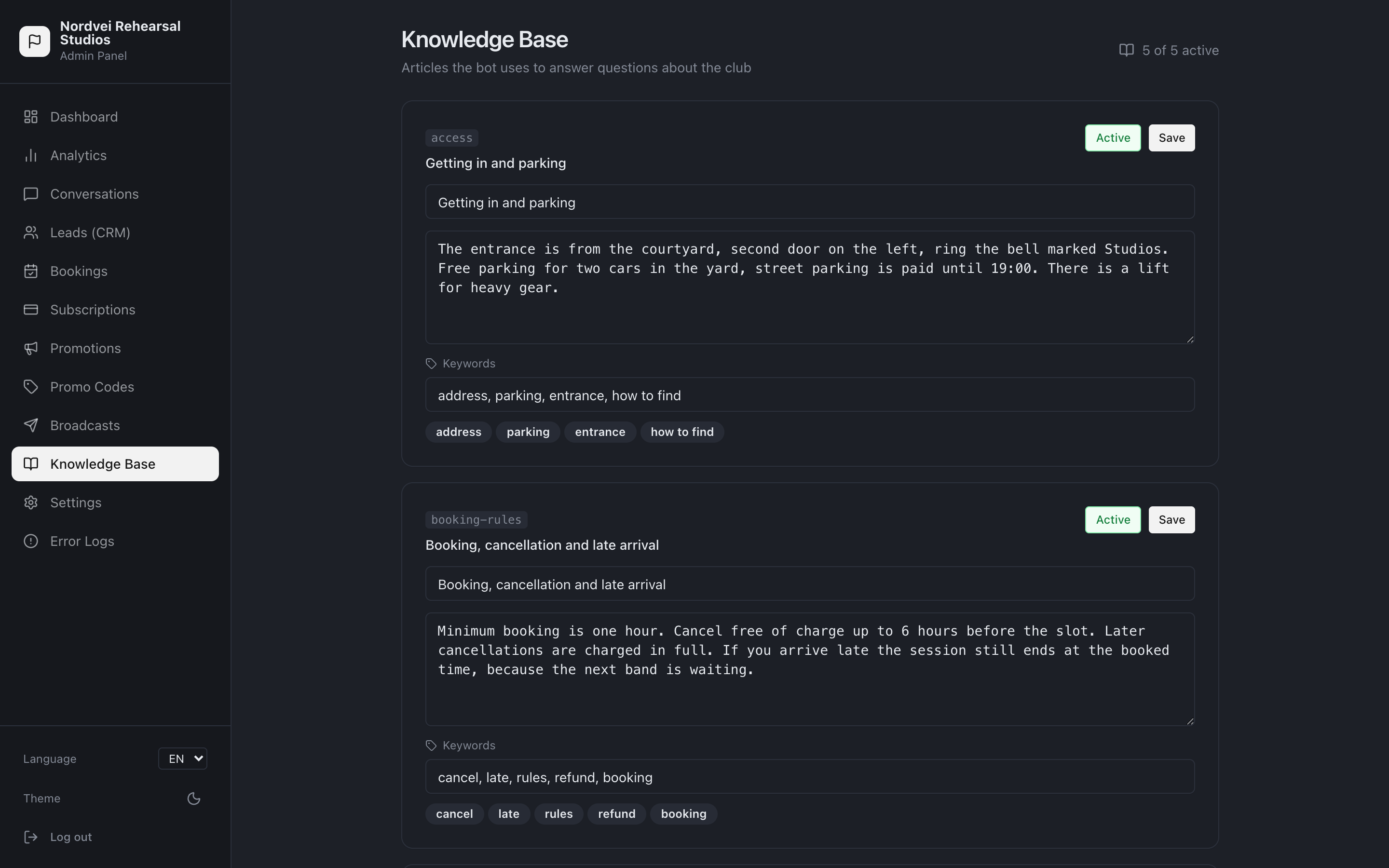 Knowledge base editor